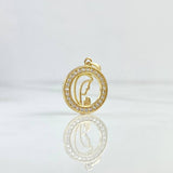 Dije Virgen Maria Medalla 1.65gr / 2.2cm / Circones Blancos Oro Amarillo 18K Dije Virgen Maria Medalla 1.65gr / 2.2cm / Circones Blancos Oro Amarillo 18K