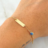 Pulso Bebé Placa Aro Seguido Ojo Turco 1.6gr / 15cm-16cm / 1.4mm Oro Amarillo +4 18K Pulso Bebé Placa Aro Seguido Ojo Turco 1.6gr / 15cm-16cm / 1.4mm Oro Amarillo +4 18K