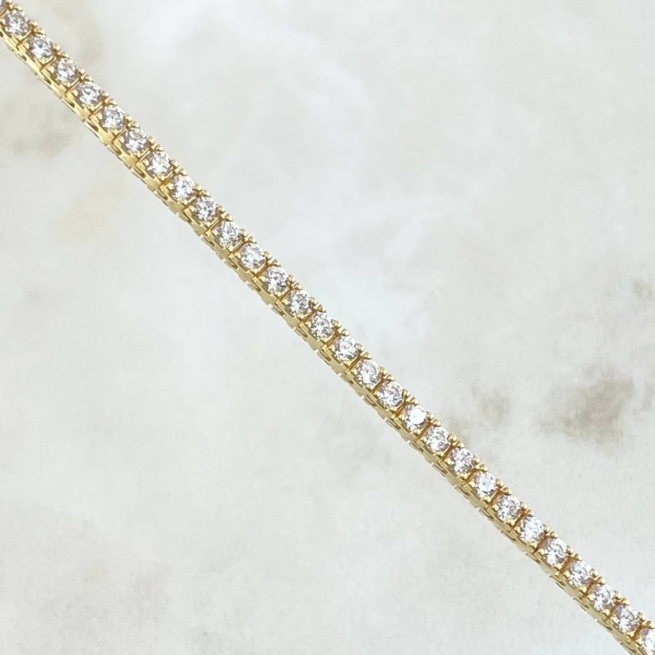 Pulso Tennis Doble Faz 7.5gr / 18cm / 2.1mm Circones Azules Blancos Oro Amarillo +4 18K * Pulso Tennis Doble Faz 7.5gr / 18cm / 2.1mm Circones Azules Blancos Oro Amarillo +4 18K *