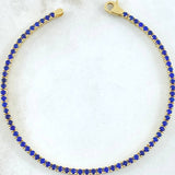 Pulso Tennis Doble Faz 7.5gr / 18cm / 2.1mm Circones Azules Blancos Oro Amarillo +4 18K * Pulso Tennis Doble Faz 7.5gr / 18cm / 2.1mm Circones Azules Blancos Oro Amarillo +4 18K *