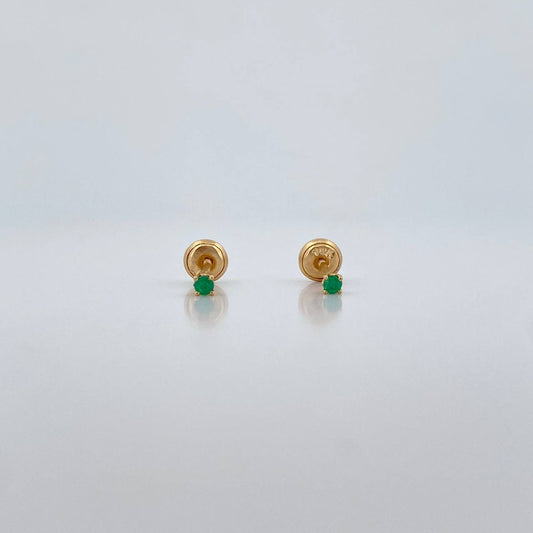 Topos Cuatro Garras 0.6gr / Esmeraldas 6 Pts Oro Amarillo 18K (Joya) &