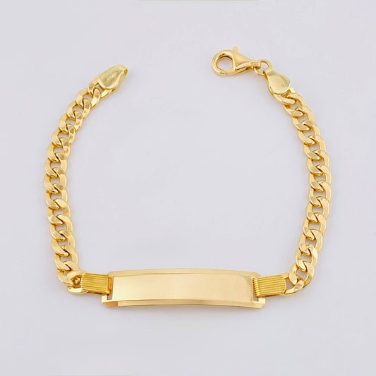Pulso Cubano Placa Rectangular 10gr / 20cm / 5.4mm Oro Amarillo +1 18K ©