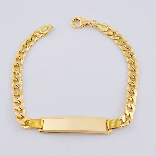Pulso Cubano Placa Rectangular 11.1gr / 21cm / 5.7mm Oro Amarillo +1 18K