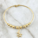 Pulso PD Oso 8.4gr / 18.5cm / 5mm - 6 mm Bolas Diamantadas - Circones Blancos - Celestes Oro Amarillo 18K Pulso PD Oso 8.4gr / 18.5cm / 5mm - 6 mm Bolas Diamantadas - Circones Blancos - Celestes Oro Amarillo 18K