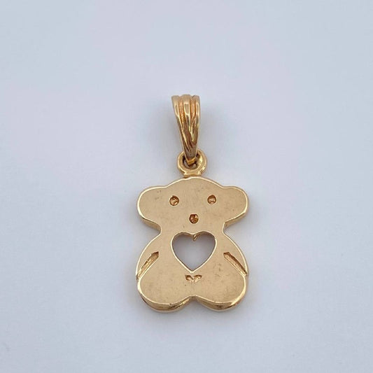 Dije Oso Corazon 1.3gr / 2cm / Dos Oros Amarillo Rosa 18K &