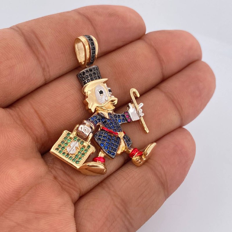 Dije Pato Maletin De Dinero 10.35gr / 4.6cm / Tres Oros 18K $ Dije Pato Maletin De Dinero 10.35gr / 4.6cm / Tres Oros 18K $