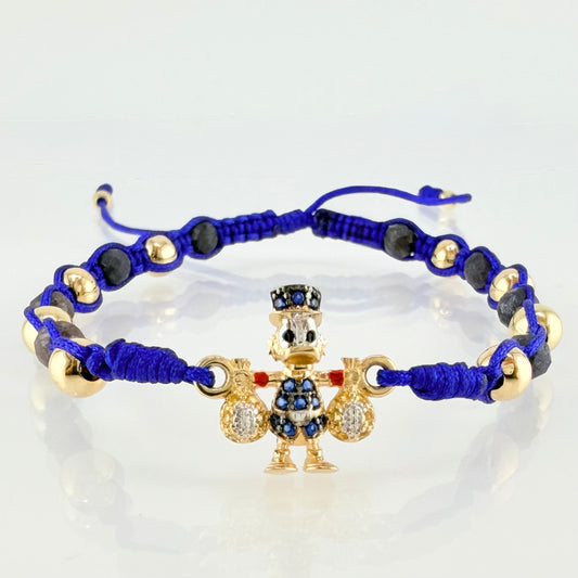 Pulsera Azul Herraje Pato Bolsa Dinero 2.65gr / 5mm-3mm Oro Amarillo 18K *