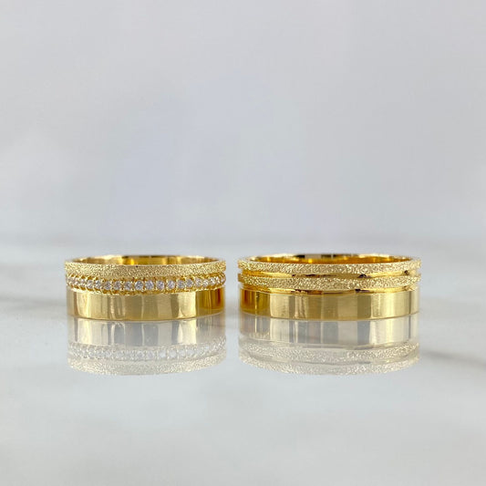 Fabricacion Bajo Pedido Anillo Argollas Mateadas con Circones Matrimonio 10gr / Oro Amarillo *