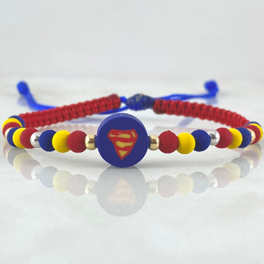 Pulsera Azul Triangulo Super Héroe 6 Und Oro 18K (A.C)