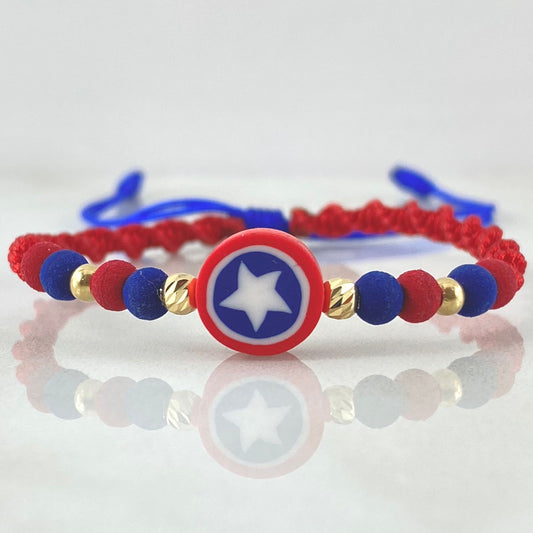 Pulsera Azul Estrella Super Héroe 4 Und Oro 18K (A.C)