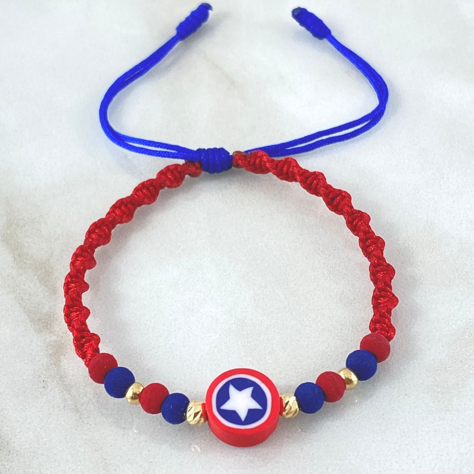 Pulsera Azul Estrella Super Héroe 4 Und Oro 18K (A.C) Pulsera Azul Estrella Super Héroe 4 Und Oro 18K (A.C)
