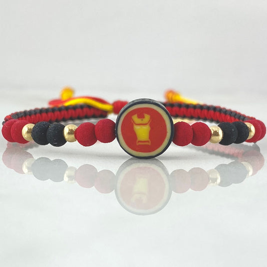Pulsera Roja Casco Super Héroe 4 Und Oro 18K (A.C)