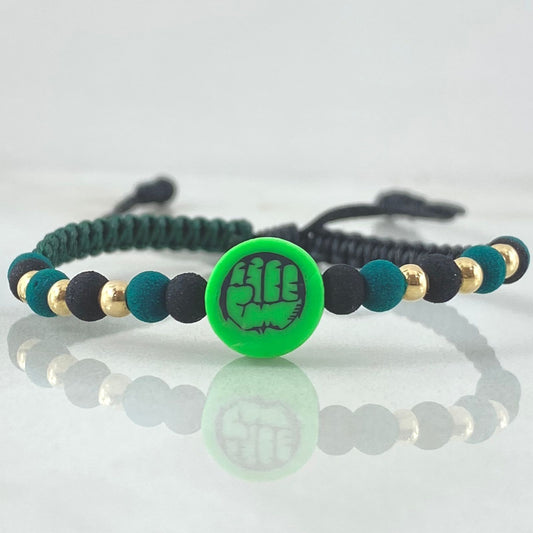 Pulsera Negra Puño Super Héroe 6 Und Oro 18K (A.C)
