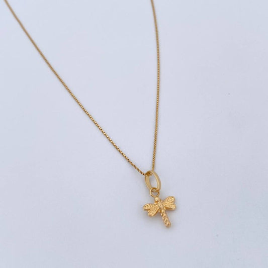 Set Cadena y Dije Veneciana+Libelula 1.25gr / 39.5cm / 0.43mm Oro Amarillo 18K (Oferta) $