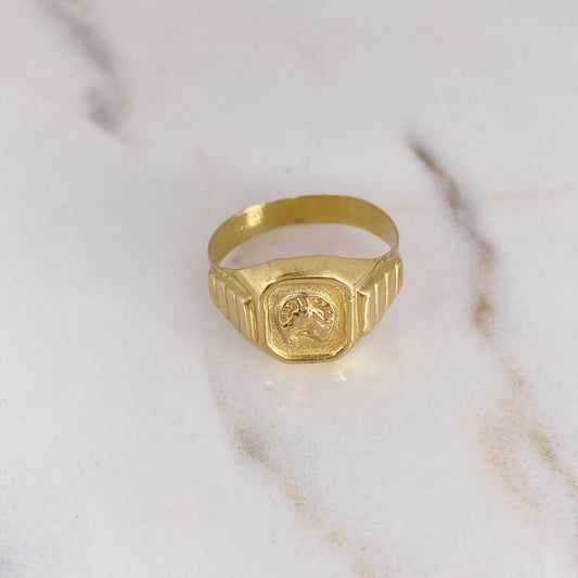 Anillo Sello Caballo 3.75gr / T11 Correa Oro Amarillo &