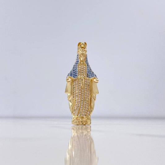 Dije Virgen Milagrosa 7.3gr / 5.2cm / Circones Blancos Azules Dos Oros Amarillo Blanco $