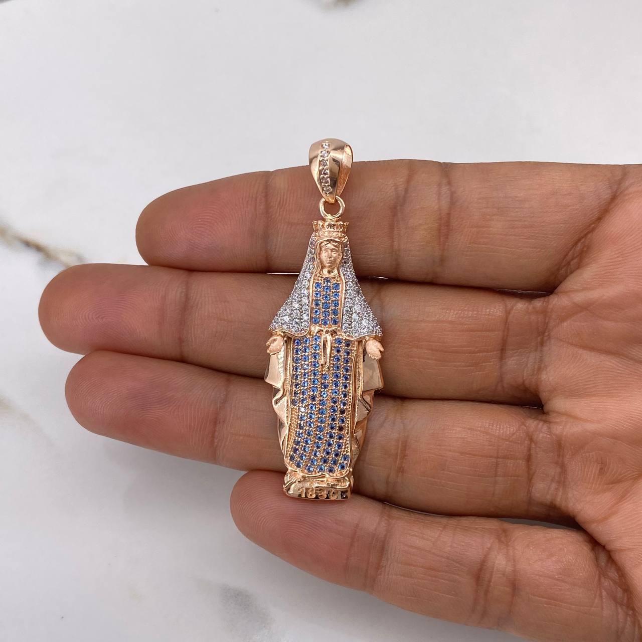 Dije Virgen Milagrosa 6.95gr / 5.2cm / Circones Blancos Azules Dos Oros Blanco Rosa & Dije Virgen Milagrosa 6.95gr / 5.2cm / Circones Blancos Azules Dos Oros Blanco Rosa &