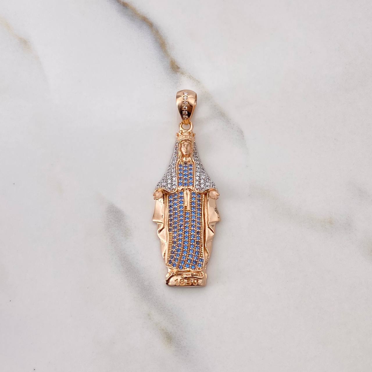 Dije Virgen Milagrosa 6.95gr / 5.2cm / Circones Blancos Azules Dos Oros Blanco Rosa & Dije Virgen Milagrosa 6.95gr / 5.2cm / Circones Blancos Azules Dos Oros Blanco Rosa &