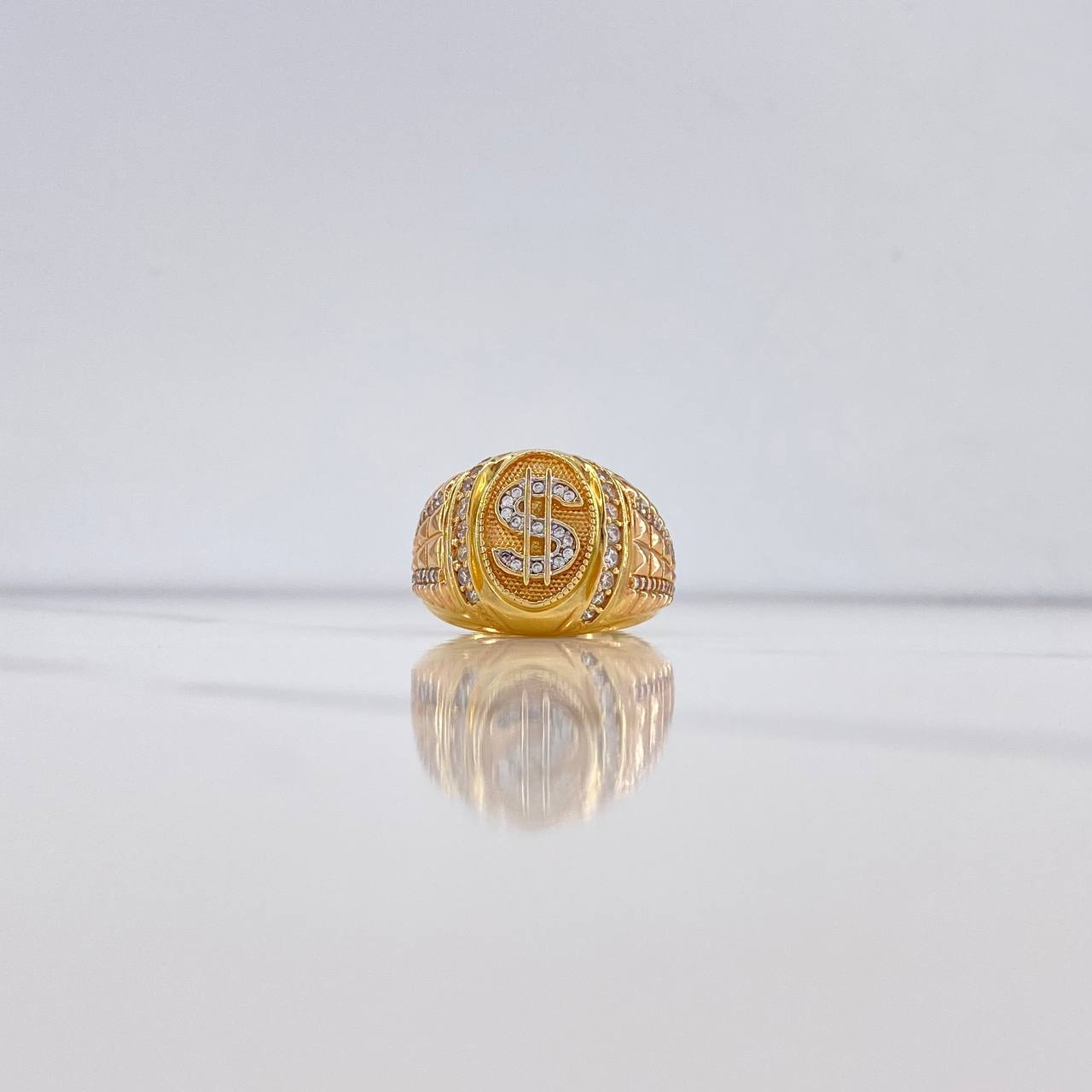 Anillo Signo Peso 10.8gr / T11 1/4 / Circones Blancos Dos Oros Amarillo Rosa & Anillo Signo Peso 10.8gr / T11 1/4 / Circones Blancos Dos Oros Amarillo Rosa &