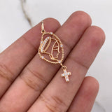 Dije Rosario Virgen Maria 1.65gr / 3.5cm / Circones Blancos Oro Rosa $ Dije Rosario Virgen Maria 1.65gr / 3.5cm / Circones Blancos Oro Rosa $