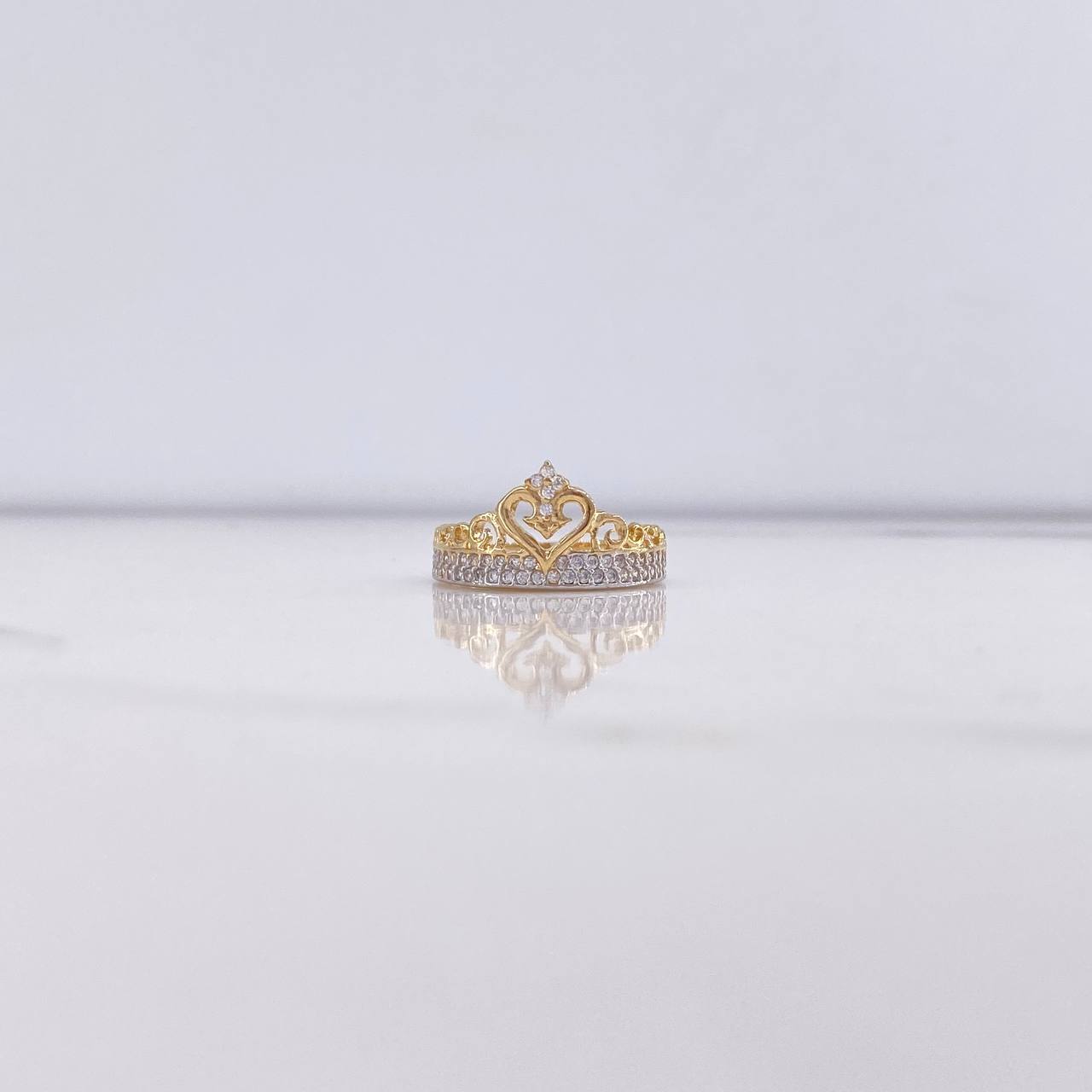 Anillo Corona Corazon 2.7gr / T6 1/4 / Circones Blancos Dos Oros Amarillo Blanco & Anillo Corona Corazon 2.7gr / T6 1/4 / Circones Blancos Dos Oros Amarillo Blanco &