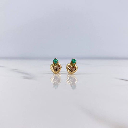 Topos Corazon 1gr / Esmeralda 13 Pts Oro Amarillo 18K (Joya) &