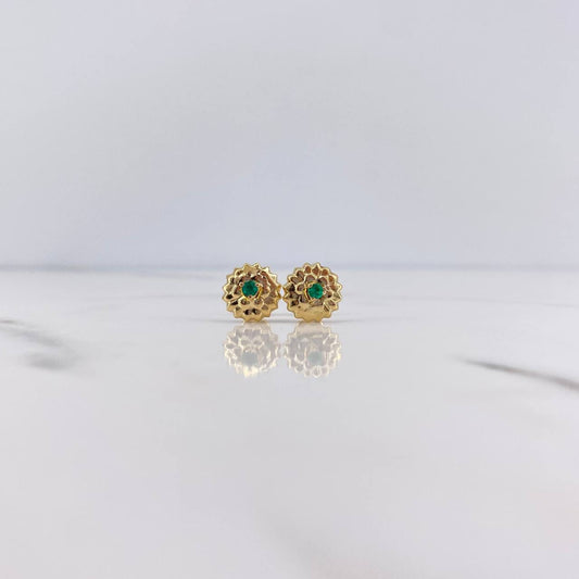 Topos Flor De Loto 1.15gr / Esmeralda 13 Pts Oro Amarillo 18K (Joya) &