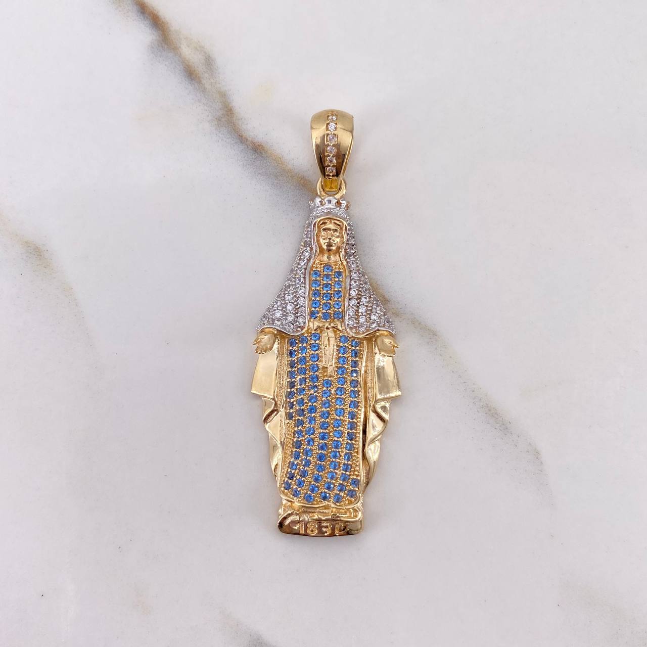 Dije Virgen Milagrosa 8.15gr / 5cm / Circones Blancos Azules Dos Oros Amarillo Blanco $ Dije Virgen Milagrosa 8.15gr / 5cm / Circones Blancos Azules Dos Oros Amarillo Blanco $