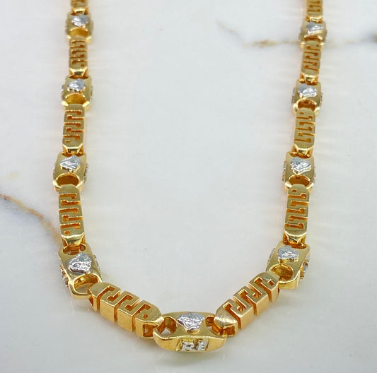 Fabricacion Bajo Pedido Cadena Medusa Greca 132gr / 70cm Dos Oros Amarillo Blanco $