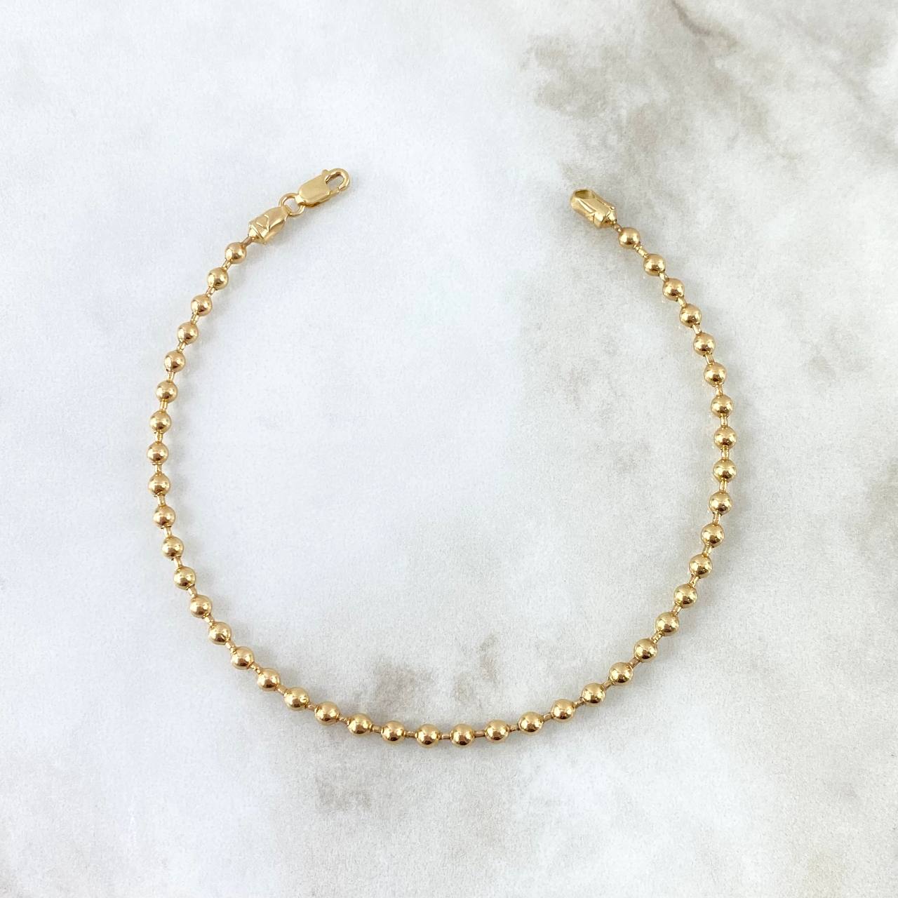 Pulso Militar 6.95gr / 20.5cm / 3mm Bolas Lisas Oro Amarillo * Pulso Militar 6.95gr / 20.5cm / 3mm Bolas Lisas Oro Amarillo *