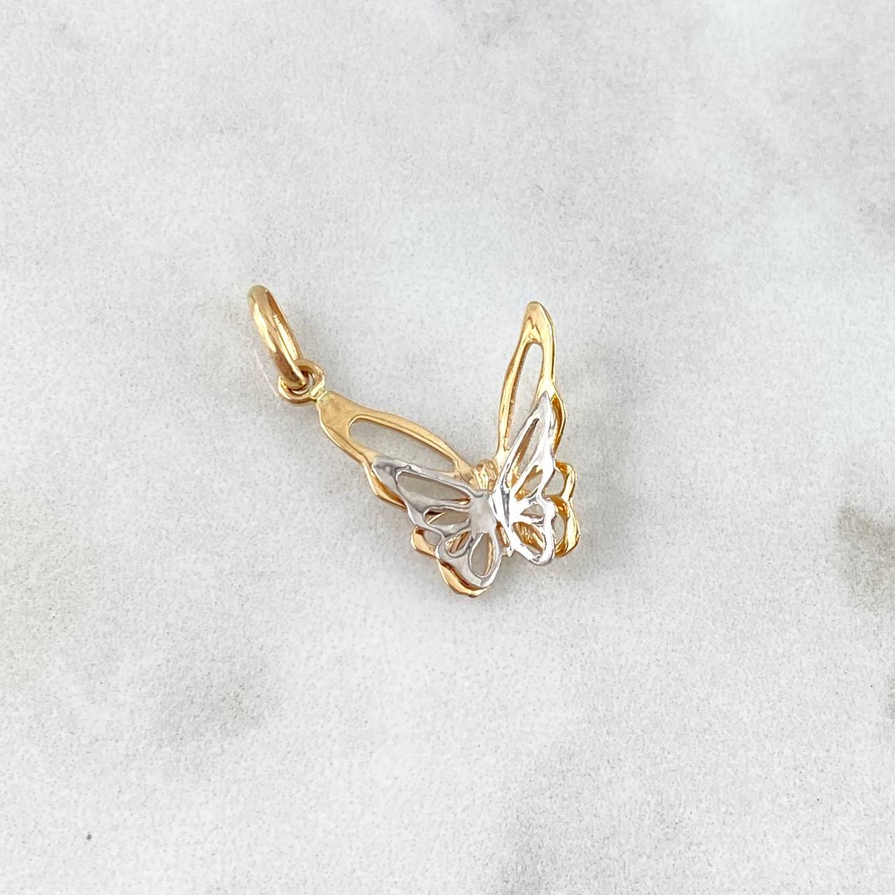 Dije Mariposa 1.15gr / 2.3cm / Doble Dos Oros Amarillo Blanco * Dije Mariposa 1.15gr / 2.3cm / Doble Dos Oros Amarillo Blanco *