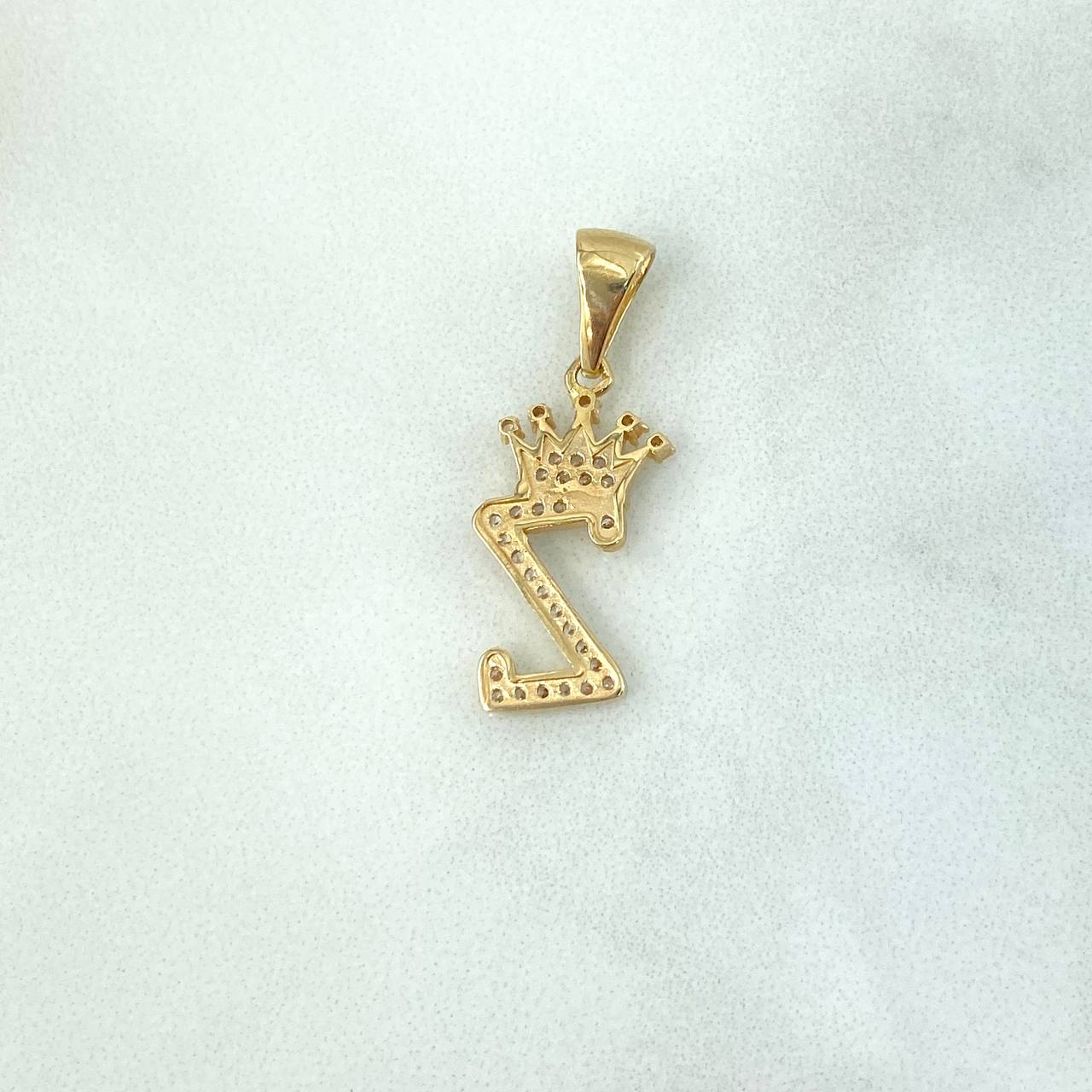 Dije Letra Z Corona 1.5gr / 2.6cm / Circones Blancos Oro Amarillo © Dije Letra Z Corona 1.5gr / 2.6cm / Circones Blancos Oro Amarillo ©