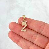 Dije Letra Z Corona 1.5gr / 2.6cm / Circones Blancos Oro Amarillo © Dije Letra Z Corona 1.5gr / 2.6cm / Circones Blancos Oro Amarillo ©