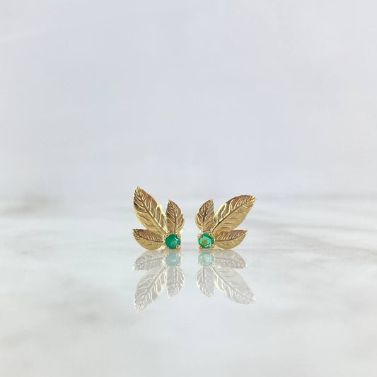 Topos Hoja Triple 2.3gr / 1.4cm / Esmeraldas 18pts - Broche Mariposa Oro Amarillo (Joya) *