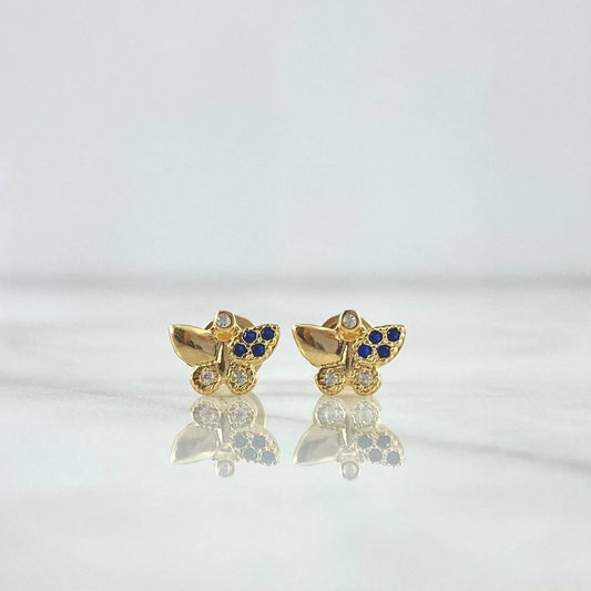 Topos Mariposa Parcial 1.1gr / 6mm Circones Azul Blanco Oro Amarillo