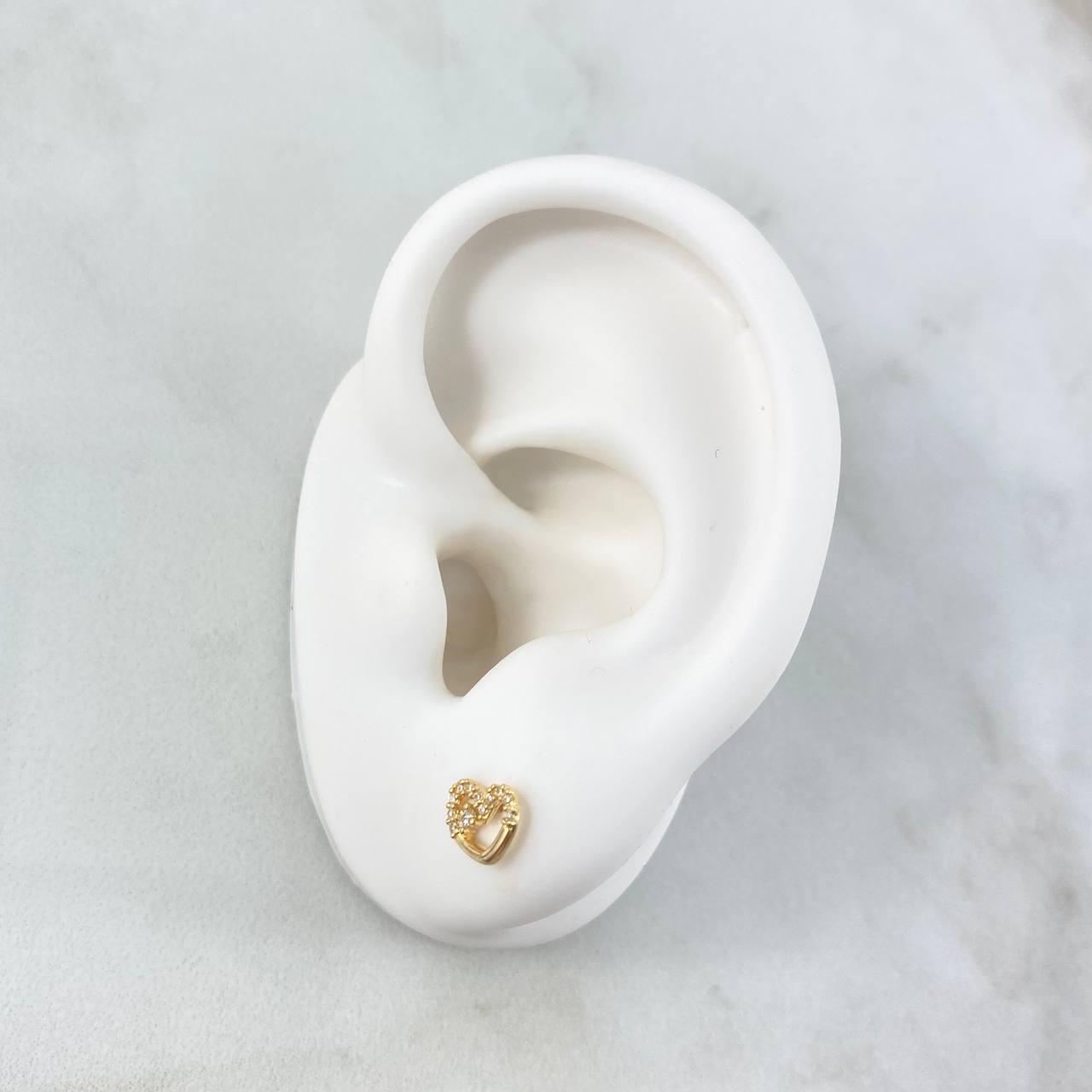 Topos Corazón Parcial Interno 0.85gr / 6.5mm Circones Blancos Oro Amarillo * Topos Corazón Parcial Interno 0.85gr / 6.5mm Circones Blancos Oro Amarillo *