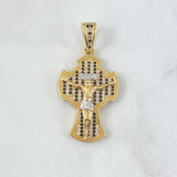 Dije Cruz Cristo Tupida 7.5gr / 4cm / Circones Blancos - Negros Oro Amarillo 18K © Dije Cruz Cristo Tupida 7.5gr / 4cm / Circones Blancos - Negros Oro Amarillo 18K ©