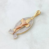 Dije Cruz Cristo Pez 6.3gr / 4.2cm / Circones Blancos Tres Oros 18K Dije Cruz Cristo Pez 6.3gr / 4.2cm / Circones Blancos Tres Oros 18K