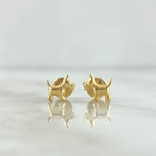 Topos Perro Schnauzer 0.55gr / 7mm Lisos Oro Amarillo 18K