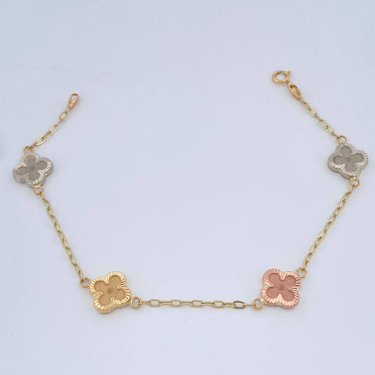 Pulso Trebol Cajon 3.05gr / 18.7cm / 1.8mm Tres Oros 18K %