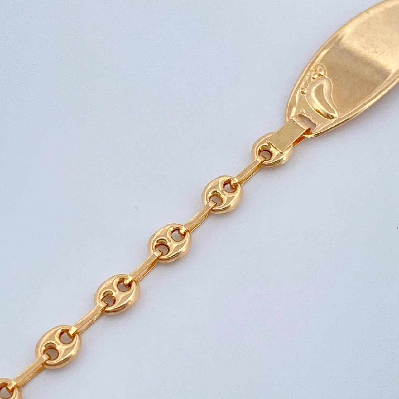 Pulso Bebé Placa Pie Gc 1.8gr / 15cm / 3.25mm Oro Amarillo 18K % Pulso Bebé Placa Pie Gc 1.8gr / 15cm / 3.25mm Oro Amarillo 18K %