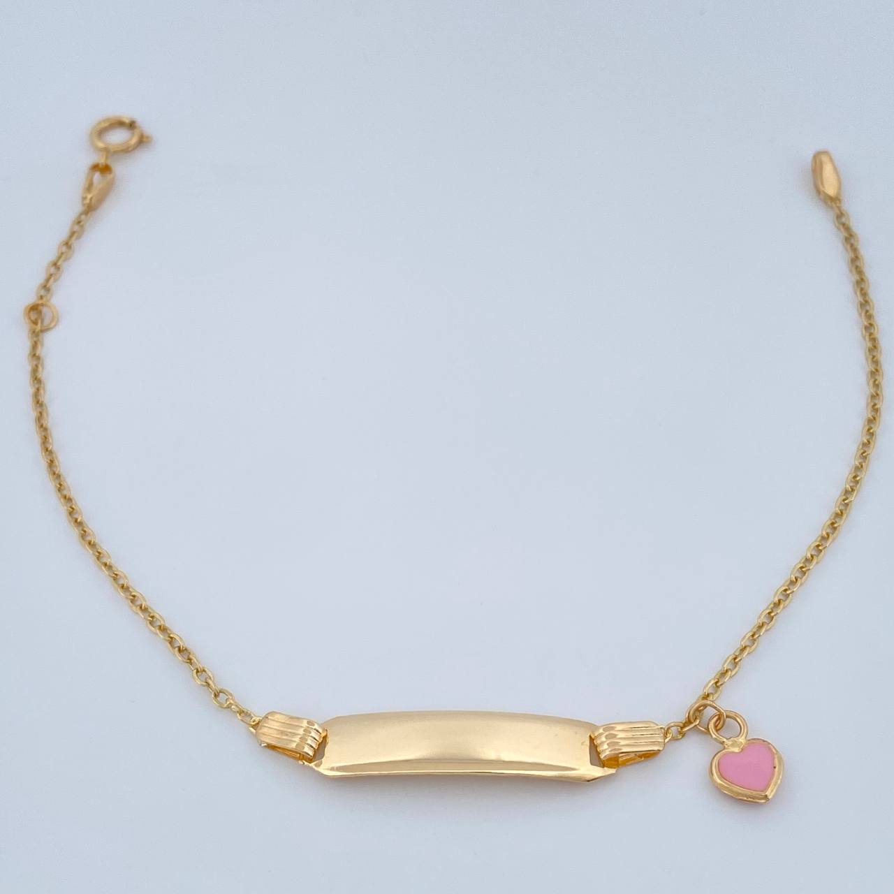 Pulso Bebé Placa Aro Seguido Corazon 1.7gr / 15.4cm / 1mm Oro Amarillo 18K % Pulso Bebé Placa Aro Seguido Corazon 1.7gr / 15.4cm / 1mm Oro Amarillo 18K %