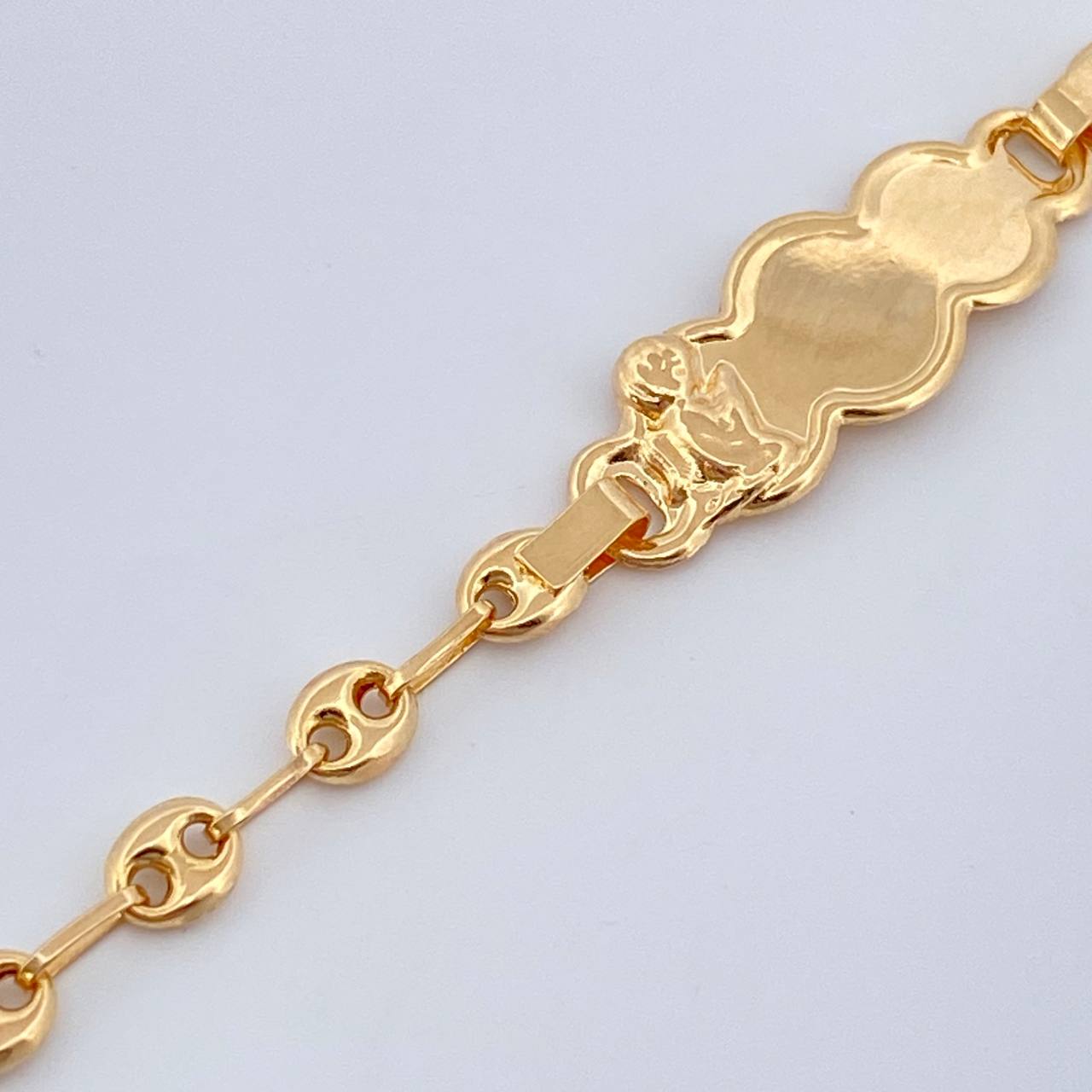 Pulso Bebé Placa Angelito Gc 1.75gr / 15cm / 3.44mm Oro Amarillo 18K % Pulso Bebé Placa Angelito Gc 1.75gr / 15cm / 3.44mm Oro Amarillo 18K %