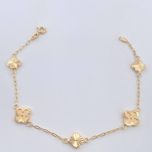 Pulso Cajon Treboles 3.25gr / 18.8cm / 1mm Oro Amarillo 18K &