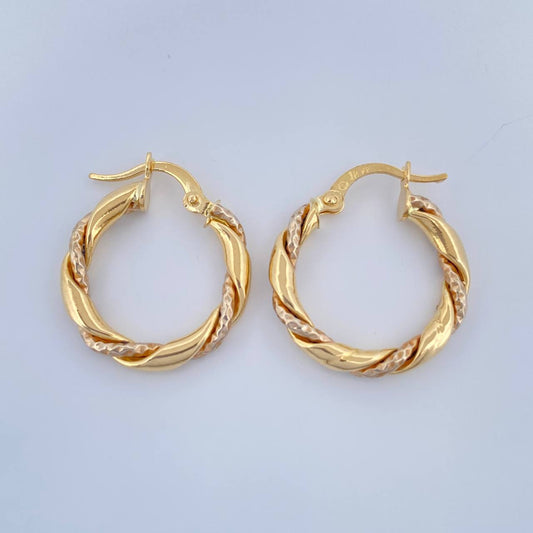 Candongas Axel 2g / 2.2cm Dos Oros Amarillo Blanco 18K