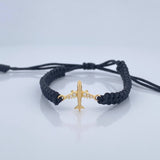 Pulsera Tejida Negra Avión 0.6gr / Oro Amarillo 18K % Pulsera Tejida Negra Avión 0.6gr / Oro Amarillo 18K %