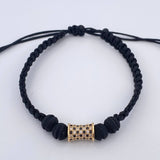 Pulsera Tejida Negra Cilindro 1.7gr / Oro Amarillo 18K % Pulsera Tejida Negra Cilindro 1.7gr / Oro Amarillo 18K %