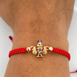 Pulsera Tejida Roja Pato Bolsas de Dinero 1.85gr / 4mm Tres Oros 18K % Pulsera Tejida Roja Pato Bolsas de Dinero 1.85gr / 4mm Tres Oros 18K %