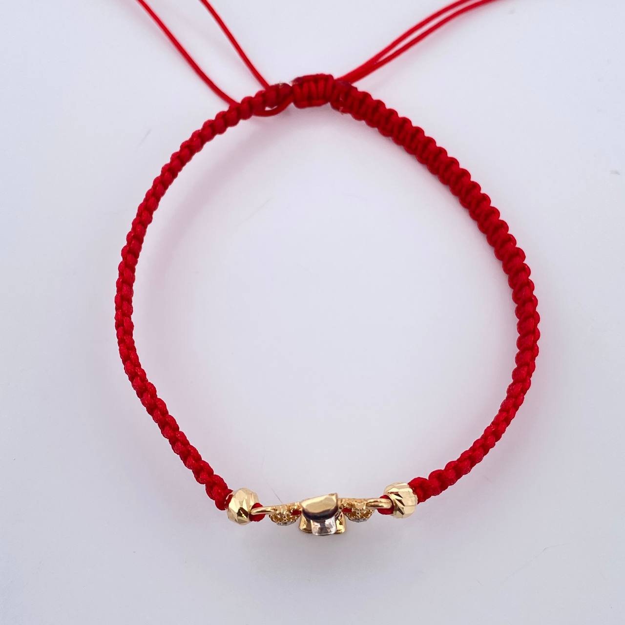 Pulsera Tejida Roja Pato Bolsas de Dinero 1.85gr / 4mm Tres Oros 18K % Pulsera Tejida Roja Pato Bolsas de Dinero 1.85gr / 4mm Tres Oros 18K %