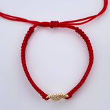 Pulsera Tejida Roja Corona 0.7gr / Oro Amarillo 18K % Pulsera Tejida Roja Corona 0.7gr / Oro Amarillo 18K %